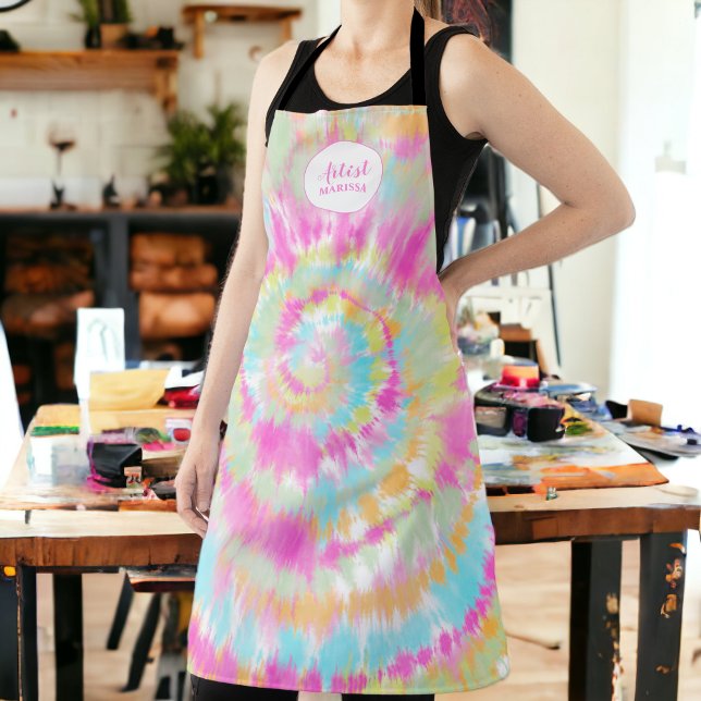 Moderne abstrakte Pastell-gefärbte Krawatte Schürze (Modern abstract watercolor pastel tie dye artist apron)