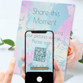 Moderne abstrakte Pastell-Hochzeitsfoto-Share-QR-C Sockelschild
