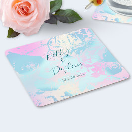 Moderne abstrakte Pastell-Hochzeitspapier-Unterset Rechteckiger Pappuntersetzer
