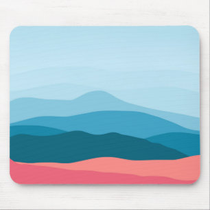 Moderne abstrakte Pastellblaue rosa Berge Mousepad