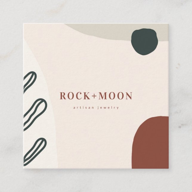 Moderne Abstrakte Pastellfarben Rosa Bio Formen Quadratische Visitenkarte (Vorderseite)