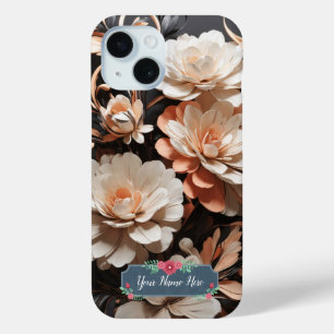 Moderne Abstrakte Peach-Blume im schwarzen Hinterg Case-Mate iPhone Hülle