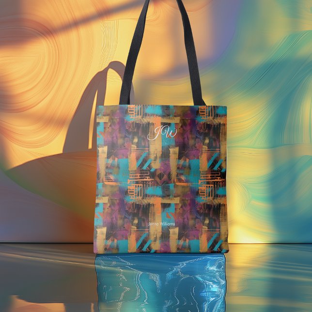 Moderne Abstrakte Personalisiert Tote Bag mit Init (Von Creator hochgeladen)