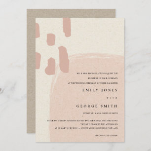 MODERNE, ABSTRAKTE PINK BLUSH WEDD INVITE DANKESKARTE