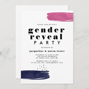 Moderne Abstrakte Pinselstriche Gender Reveal Part Einladung