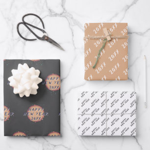 Moderne abstrakte Planet Frohes Neues Jahr 2023 Geschenkpapier Set