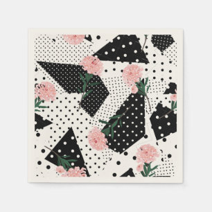Moderne Abstrakte Punkte und rosa Blume Serviette