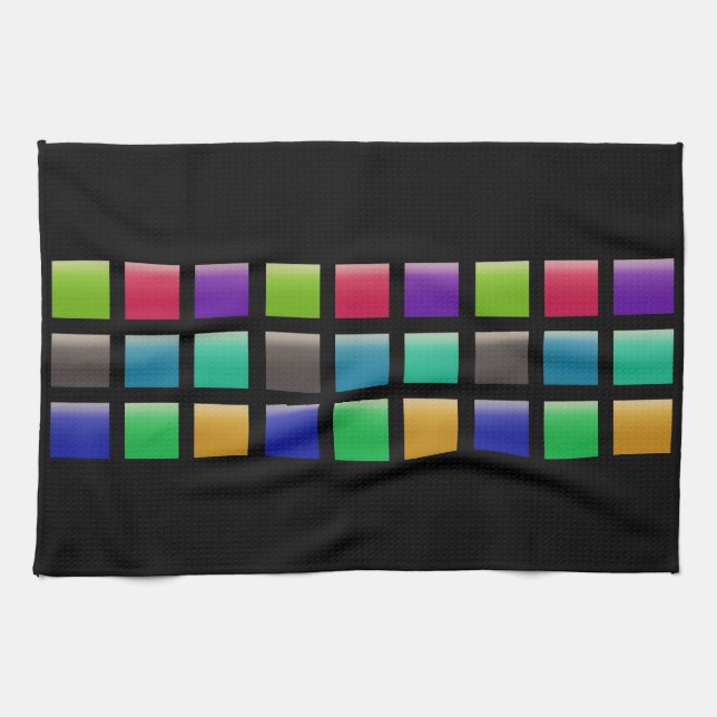 Moderne abstrakte Quadrate Muster Geschirrtuch (Horizontal)
