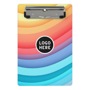 Moderne Abstrakte Regenbogenwellen mit Ihrem Logo Mini Klemmbrett
