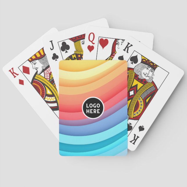 Moderne Abstrakte Regenbogenwellen mit Ihrem Logo Spielkarten (Rückseite)