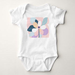 Moderne Abstrakte Retro-Pastell-Blumen Baby Strampler
