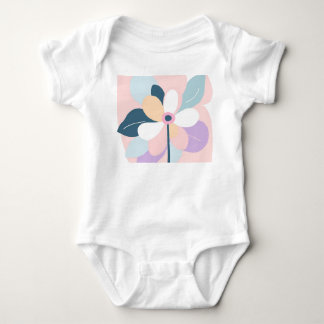 Moderne Abstrakte Retro-Pastell-Blumen Baby Strampler