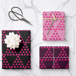 moderne abstrakte Retrogeometrie in Schwarz Geschenkpapier Set