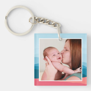 Moderne abstrakte rosa Berge personalisiertes Foto Schlüsselanhänger