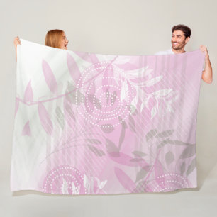 Moderne abstrakte rosa botanische Blätter Fleecedecke