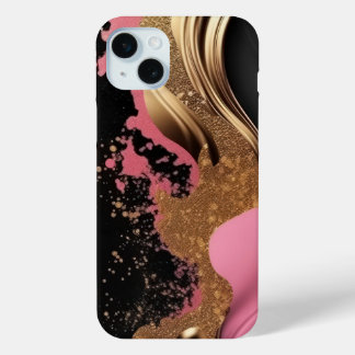 Moderne abstrakte rosa Flüssigkeit Gold und schwar Case-Mate iPhone Hülle