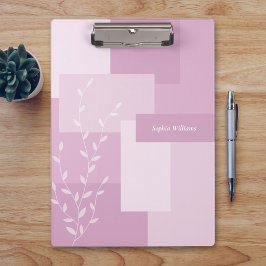 Moderne abstrakte rosa Mauve weiße Blatt-Clipboard Klemmbrett