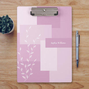 Moderne abstrakte rosa Mauve weiße Blatt-Clipboard Klemmbrett
