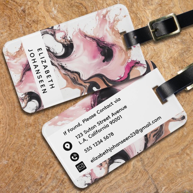 Moderne, Abstrakte Rosa Schwarz und Beige Gepäckanhänger (Von Creator hochgeladen)