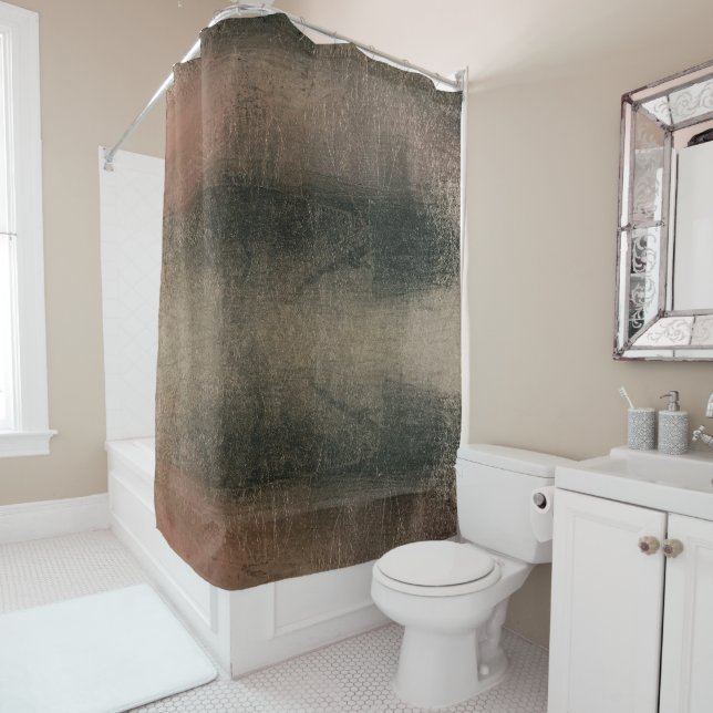 Moderne Abstrakte Rosa Schwarze Gold Grunge Duschvorhang (Beispiel)