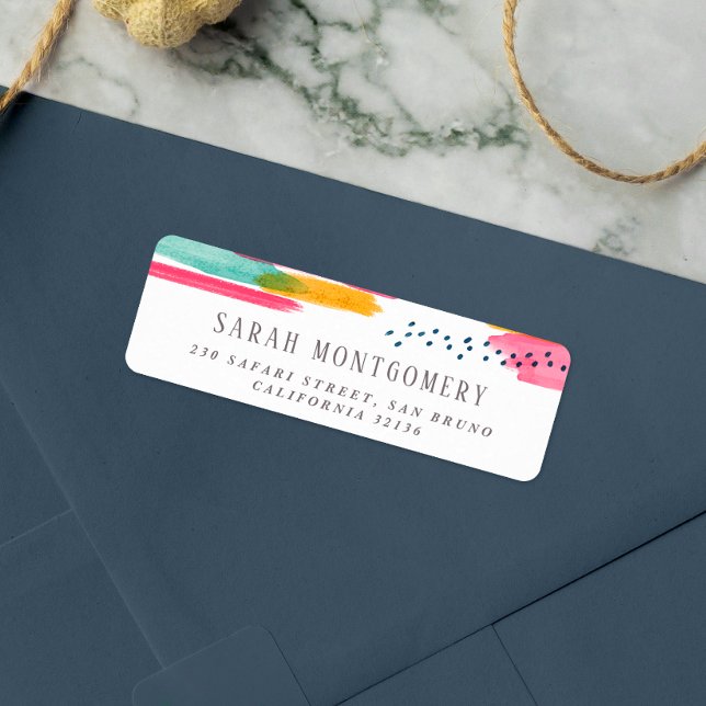 Moderne Abstrakte Rosa und Blau (Return Address Label Mock-up)