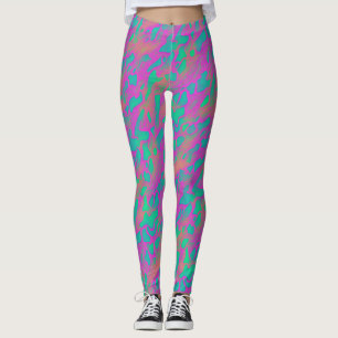 Moderne abstrakte rosa und blaue Tierdruck Muster Leggings