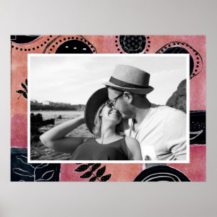 Moderne abstrakte rosa und schwarze botanische Fot Poster