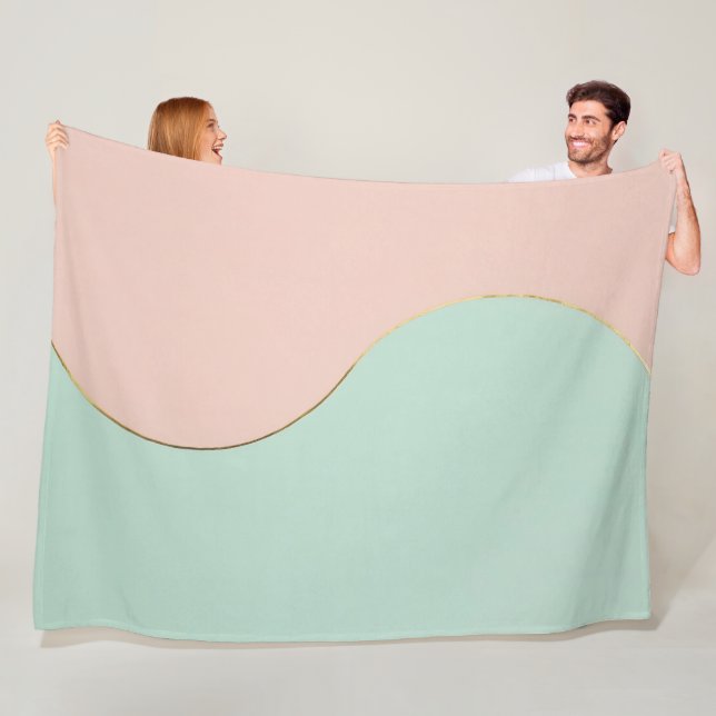 Moderne Abstrakte Rosafarben Mint Kollektion Fleecedecke (Beispiel)