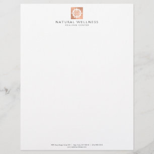 Moderne Abstrakte Rose Gold Floral Logo Wellness Briefbogen