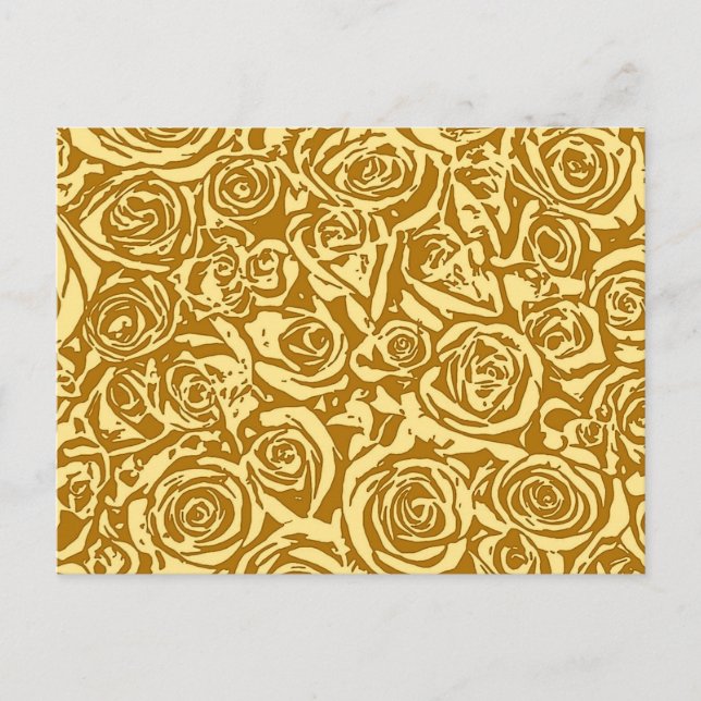 Moderne Abstrakte Rose Muster, Senfgelb Postkarte (Vorderseite)