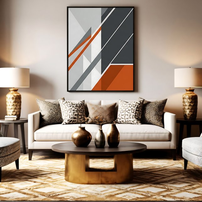 Moderne abstrakte Rost Orange Grau Leinwanddruck (Von Creator hochgeladen)