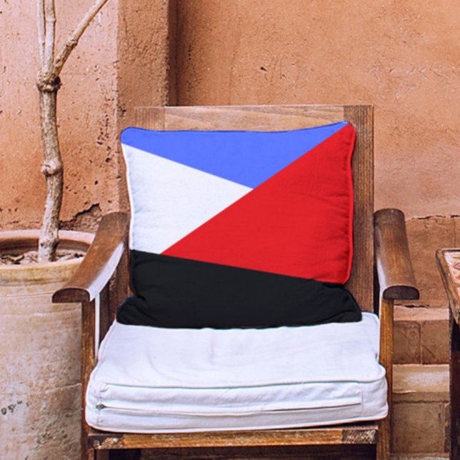 Moderne Abstrakte Rot Blau-Schwarz-Weiß-Ästhetik Kissen (Von Creator hochgeladen)