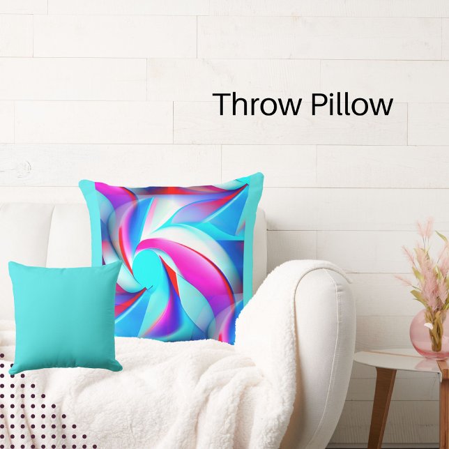 Moderne Abstrakte Rot-, Königs- und Aquablau, Rosa Kissen (Von Creator hochgeladen)