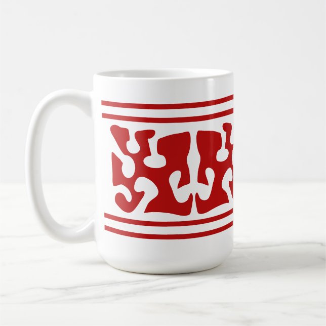 Moderne Abstrakte Rote-Form-Kunst Kaffeetasse (Links)