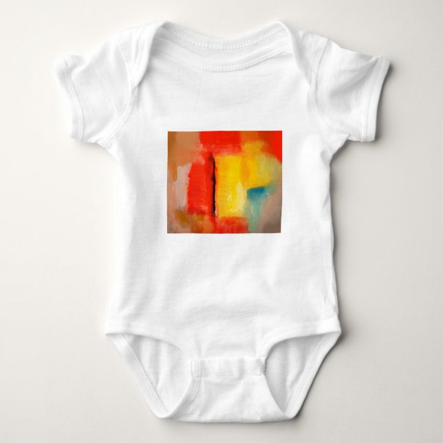Moderne Abstrakte rote Gelbe Malerei Baby Strampler (Vorderseite)