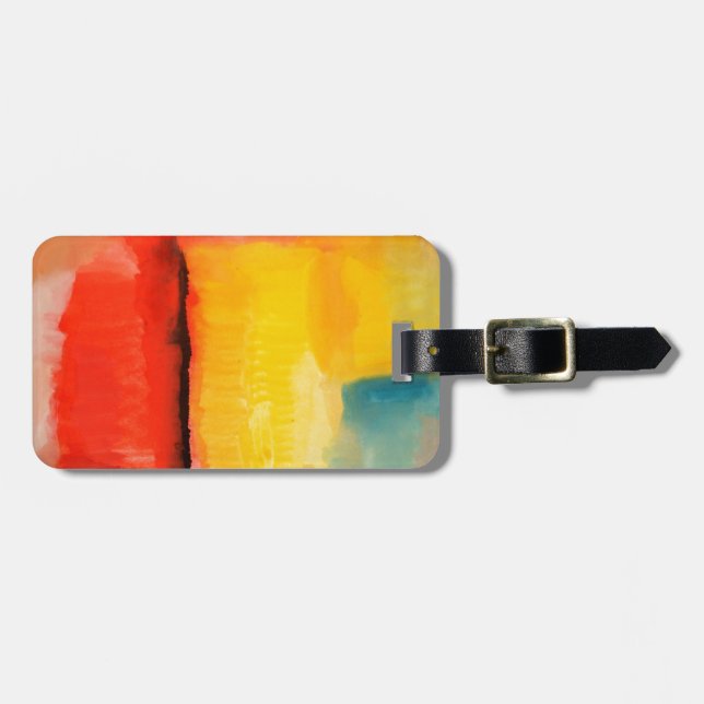 Moderne Abstrakte rote Gelbe Malerei Gepäckanhänger (Vorderseite horizontal)