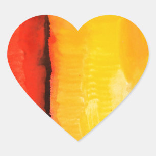 Moderne Abstrakte rote Gelbe Malerei Herz-Aufkleber