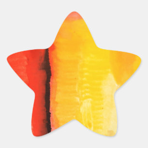 Moderne Abstrakte rote Gelbe Malerei Stern-Aufkleber