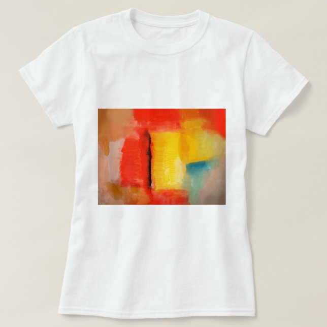 Moderne Abstrakte rote Gelbe Malerei T-Shirt (Design vorne)