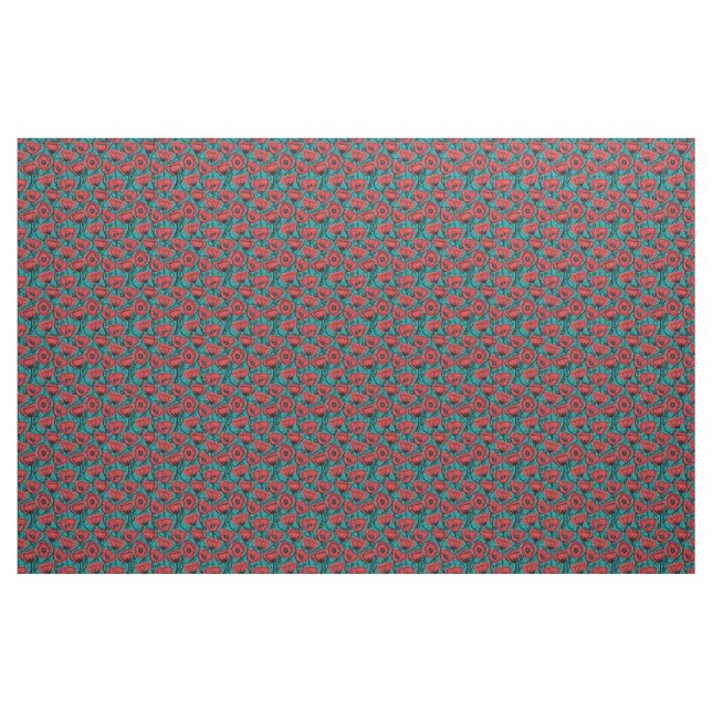 Moderne abstrakte rote Mohn-Blumenmuster Stoff (Fat Quarter (45,7 x 55,9 cm))