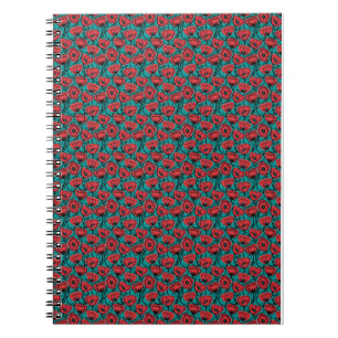 Moderne abstrakte rote Mohnblumen-Blumenmuster Notizblock