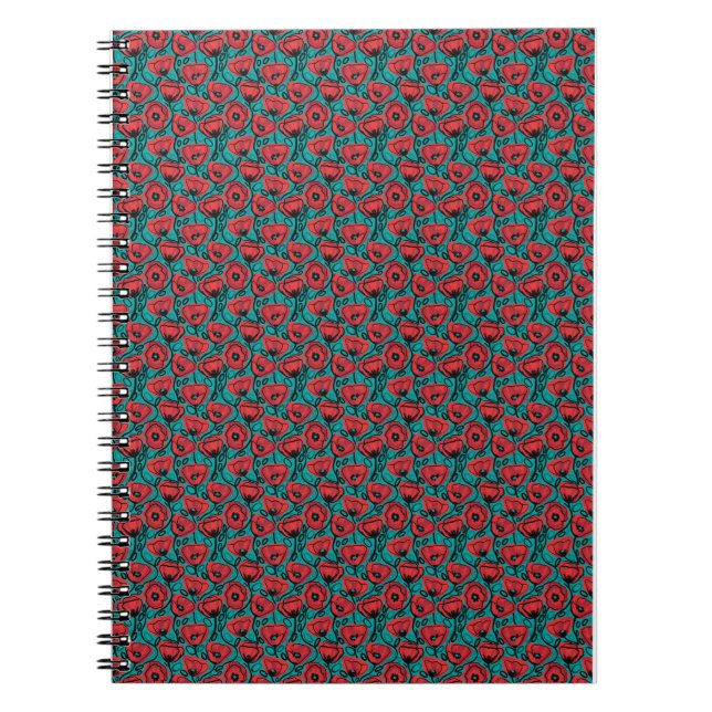 Moderne abstrakte rote Mohnblumen-Blumenmuster Notizblock (Vorderseite)
