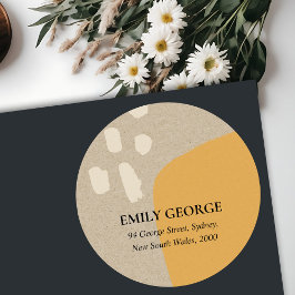 MODERNE ABSTRAKTE RUSSTORANGE KRAFT-ADRESSE RUNDER AUFKLEBER