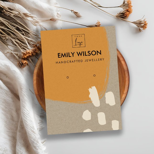 MODERNE ABSTRAKTE RUST ORANGE KRAFT EARRING DISPLA VISITENKARTE (Von Creator hochgeladen)