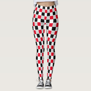 Moderne abstrakte Schachtel in Rot und Schwarz Leggings