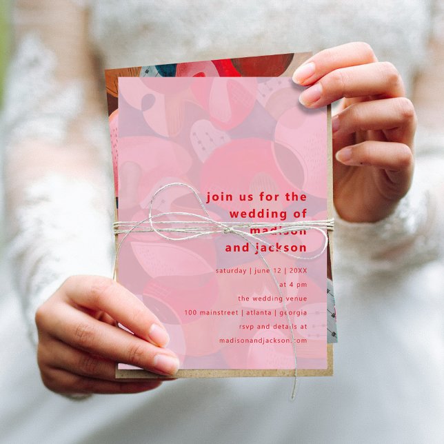 moderne abstrakte, schlichte Hochzeit Einladung (modern abstract colorful simple minimal wedding invitation)