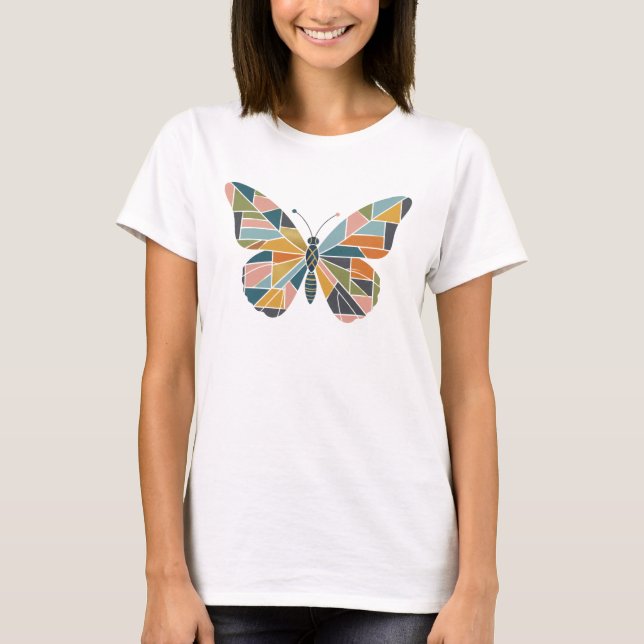 Moderne abstrakte Schmetterlinge - Sauberes Patchw T-Shirt (Vorderseite)