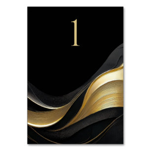 Moderne Abstrakte Schwarz-Gold-Hochzeit Tischnummer