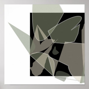 Moderne Abstrakte Schwarz-weiß-Grüntan-Neutral Poster