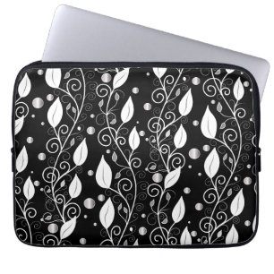 Moderne abstrakte Schwarz-Weiß-Illustration Laptopschutzhülle